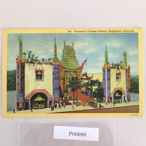 Grauman's Chinese Theatre Hollywood California 1940s Linen Postcard 1947 CA PC